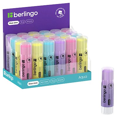 Клей-карандаш Berlingo «Aqua», 15г, цветной