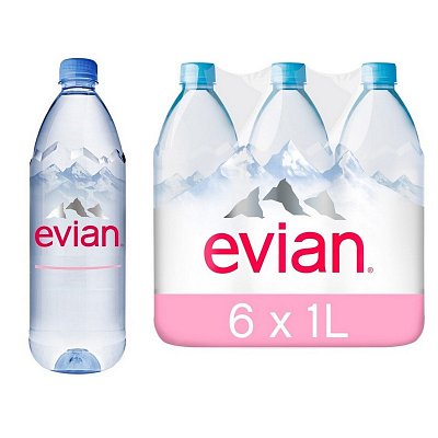 Вода минеральная Evian негазированная 1 литр (6 штук в упаковке)
