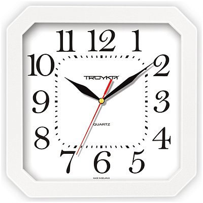 Часы настенные ход плавный, Troyka 31310316, квадратные, 29×29×3.5, белая рамка
