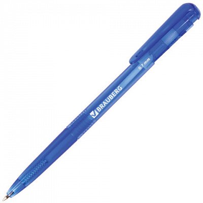 Ручка шариковая BRAUBERG автоматическая «Dialog», корпус синий, толщина письма 0.7 мм, синяя