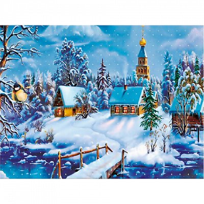 Картина стразами (алмазная мозаика) 30×40 см, ОСТРОВ СОКРОВИЩ «Зимний пейзаж», без подрамника