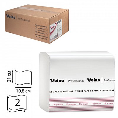 Бумага туалетная VEIRO (Система L1), комплект 30 шт., Premium, листовая, 250 л., 21х10,8 см, 2-слойная, TV302