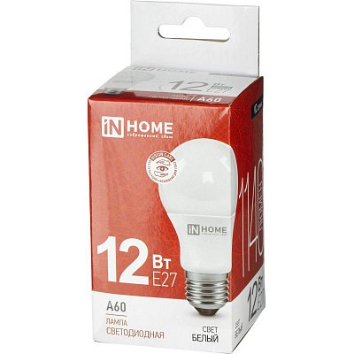 Лампа светодиодная LED-A60-VC 12Вт 230В Е27 4000К 1140 Лм IN HOME