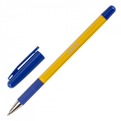 Ручка шариковая с грипом STAFF «Basic BP-14 Orange», СИНЯЯ, узел 0.7 мм, линия письма 0.35 мм