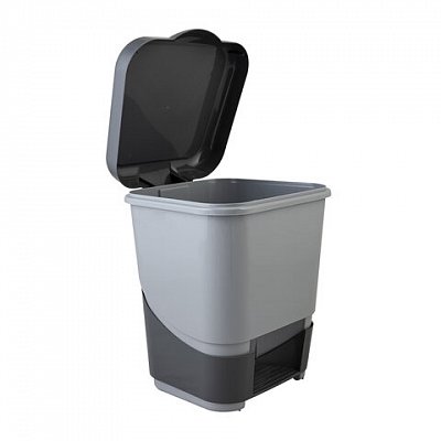 Ведро-контейнер 8 л с педалью, для мусора, 30×25х24 см, цвет серый/графит, 427-СЕРЫЙ