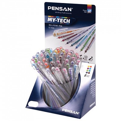 Ручка шариковая масляная PENSAN «My-Tech Colored», палитра ярких цветов АССОРТИ, 0.5 мм