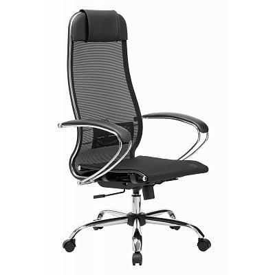 Кресло для руководителя Metta-12 черное (хромированный металл/сетка)