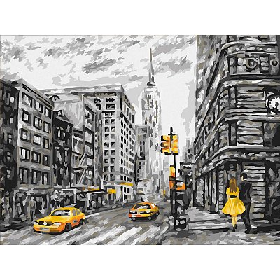 Картина по номерам на картоне ТРИ СОВЫ «Желтый Нью-Йорк», 30×40см, с акриловыми красками и кистями