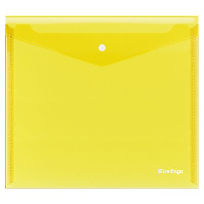 Папка-конверт на кнопке Berlingo «No Secret», А5+, 200мкм, желтая