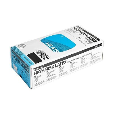 Перчатки одноразовые Manual High Risk латексные неопудренные синие (размер S, 50 штук/25 пар в упаковке)