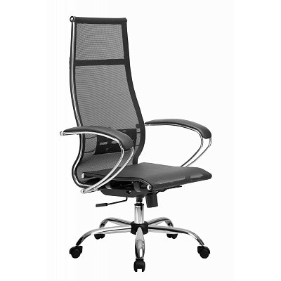 Кресло для руководителя Metta 7 черное (сетка, хромированный металл)
