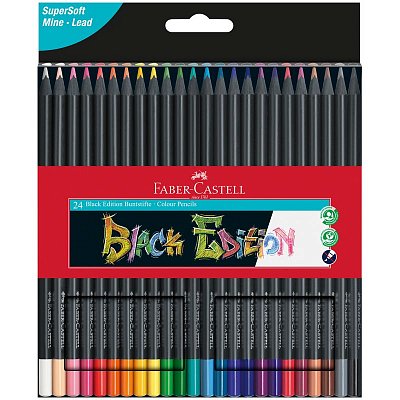 Карандаши цветные Faber-Castell «Black Edition», 24цв., трехгран., черное дерево, заточен., картон. 