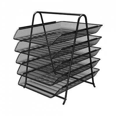 Лоток горизонтальный для бумаг BRAUBERG «Germainum», 5 секций, 370×355х295 мм, металл, черный