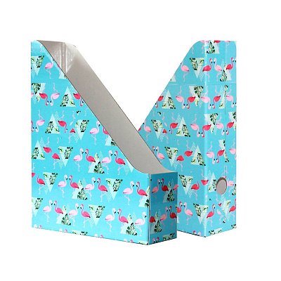 Вертикальный накопитель Attache Selection Flamingo картонный с рисунком ширина 75 мм (2 штуки в упаковке)