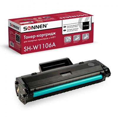 Картридж лазерный SONNEN (SH-W1106A) С ЧИПОМ для HP Laser107/135 ВЫСШЕЕ КАЧЕСТВО, черный, 1000 страниц