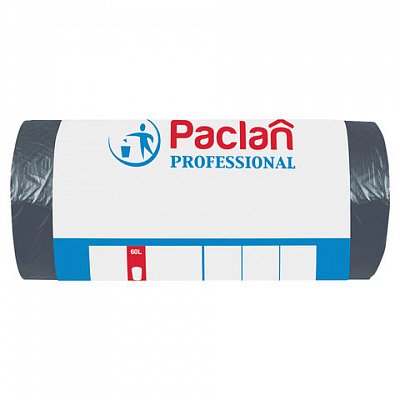 Мешки для мусора на 60 литров Paclan Professional черные (6.2 мкм, в рулоне 50 штук, 60x80 см)