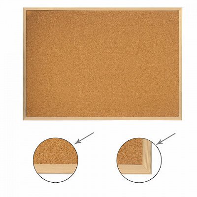 Доска пробковая для объявлений 100×150 см, деревянная рамка, ГАРАНТИЯ 10 ЛЕТ, РОССИЯ, BRAUBERG