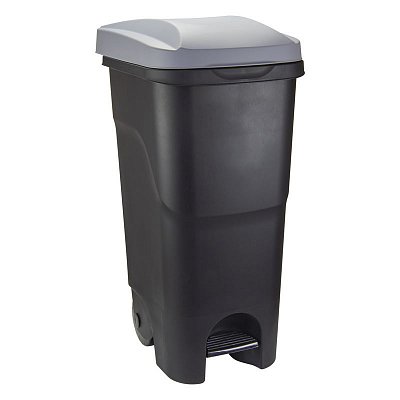 Контейнер для раздельного сбора мусора Idea 85 л пластик на 2-х колесах с педалю серый/черный (86×39×39 см)