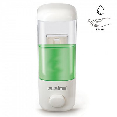 Диспенсер для жидкого мыла ЛАЙМА, наливной, 0,5 л, ABS-пластик, белый