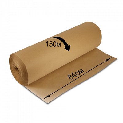 Крафт-бумага в рулоне, 840 мм х 150 м, плотность 78 г/м2, BRAUBERG