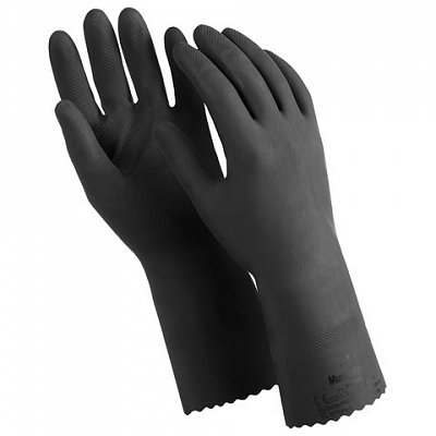 Перчатки латексные MANIPULA «КЩС-1», двухслойные, размер 9 (L), черные