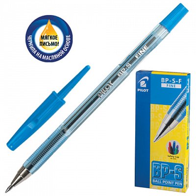 Ручка шариковая масляная PILOT «BP-S», СИНЯЯ, корпус тонированный синий, узел 0.7 мм, линия письма 0.32 мм