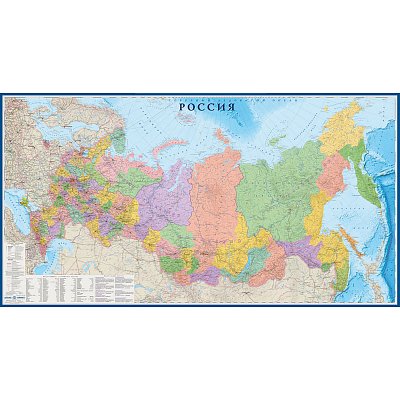 Настенная карта большая Россия 3.0 х 1.6м политико-администр
