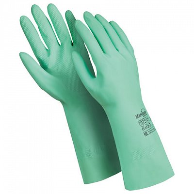 Перчатки латексные MANIPULA «Контакт», хлопчатобумажное напыление, размер 9-9.5 (L), зеленые