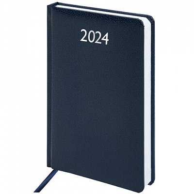 Ежедневник датированный 2024 А5 138×213 мм BRAUBERG «Profile», балакрон, синий
