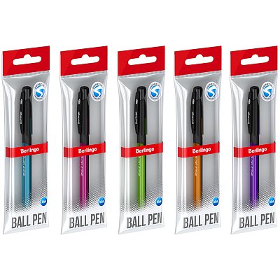 Ручка шариковая Berlingo «Color Zone stick» 0.7мм, синяя, прорезиненный корпус ассорти, пакет