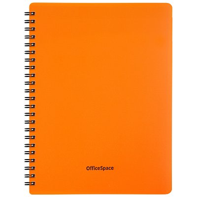 Тетрадь 48л. А5 клетка на гребне OfficeSpace «Neon», оранжевая пластиковая обложка