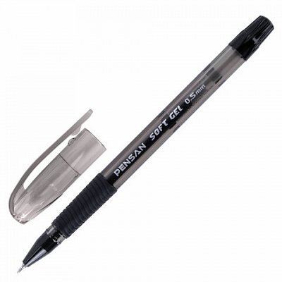 Ручка гелевая с грипом PENSAN «Soft Gel Fine», ЧЕРНАЯ, игольчатый узел 0.5 мм, линия 0.4 мм, 2420/12