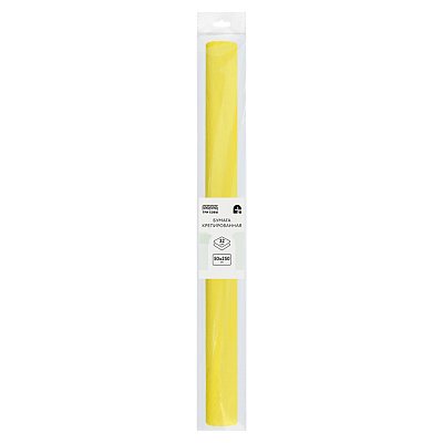 Бумага крепированная ТРИ СОВЫ, 50×250см, 32г/м2, желтая, в рулоне, пакет с европодвесом