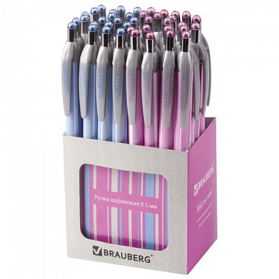 Ручка шариковая BRAUBERG «Sakura» автоматическая, корпус , толщина письма 0.5 мм, синяя