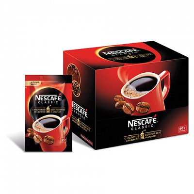 Кофе порционный растворимый Nescafe Classic 30 пакетиков по 2 г