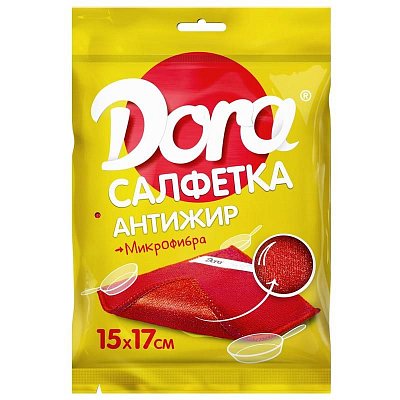 Салфетка хозяйственная Dora микрофибра 17×15 см красная