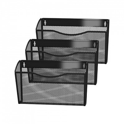 Лотки для бумаг настенные BRAUBERG «Germanium», 3 штуки, А4, 215×355х95 мм, металл, черные