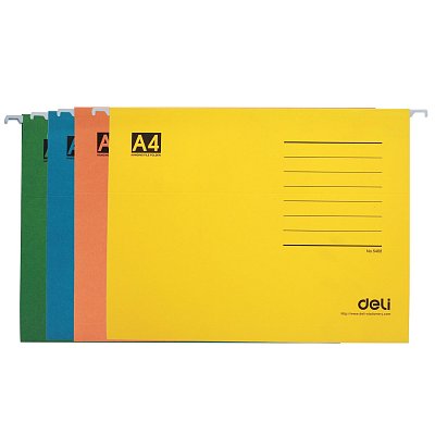 Папка подвесная Deli E5468 A4 картон, цвет в асс 25шт/уп