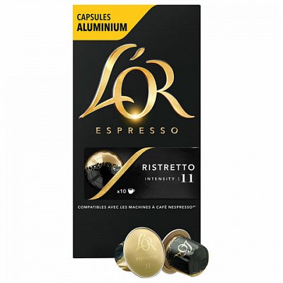 Кофе в капсулах L'OR «Espresso Ristretto», капсула 5.2 г, 10 алюм. капсул, для машины Nespresso