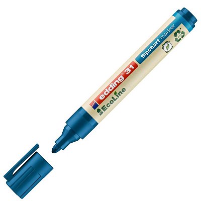 Маркер для бумаги для флипчартов Edding 31/3 Ecoline синий (толщина линии 1.5-3 мм)