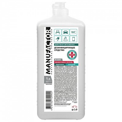 Антисептик для рук спиртосодержащий (спирт 66%-70%) 1 л MANUFACTOR, дезинфицирующий, жидкость, флип-топ