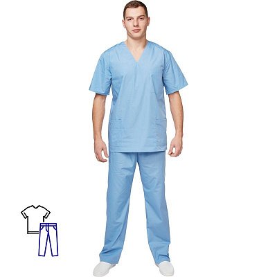 Костюм хирурга универсальный, цвет голубой (размер 52-54, рост 158-164)