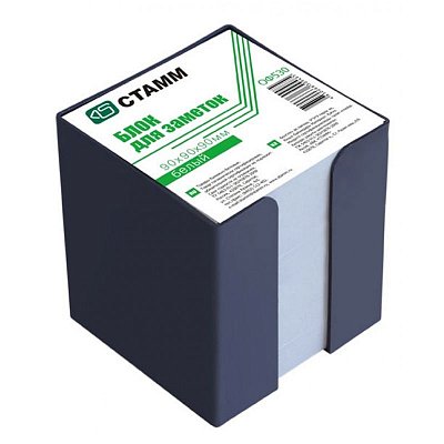 Блок для записей СТАММ, 9×9×9см, пластиковый бокс, белый, белизна 65-70%