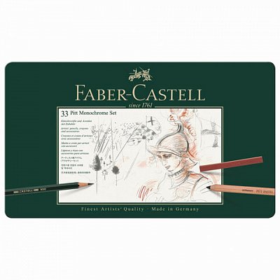 Набор художественных изделий Faber-Castell «Pitt Monochrome», 33 предмета, метал. кор. 