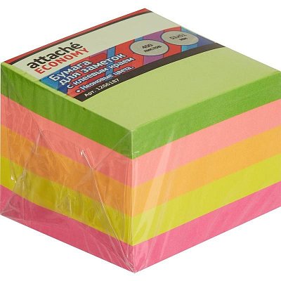 Стикеры Attache Economy 51×51 мм неоновые 5 цветов (1 блок, 400 листов)