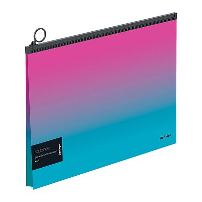 Папка-конверт на молнии с расширением Berlingo «Radiance», 180мкм, розовый/голубой градиент