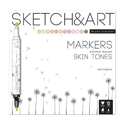Набор маркеров Sketch&Art Портрет двухсторонних 12 цветов (толщина линии 3 мм)