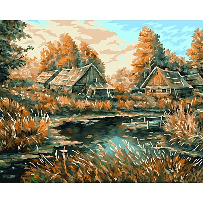 Картина по номерам на холсте ТРИ СОВЫ «Деревня», 40×50см, с акриловыми красками и кистями
