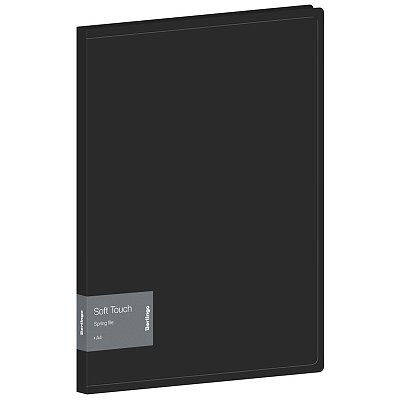 Папка с пружинным скоросшивателем Berlingo «Soft Touch», 17мм, 700мкм, черная, с внутр. карманом