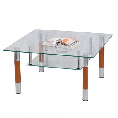 Стол журнальный, стекло/дерево/металл, Кристалл - ПК (П), 1000×600×417 мм, хром